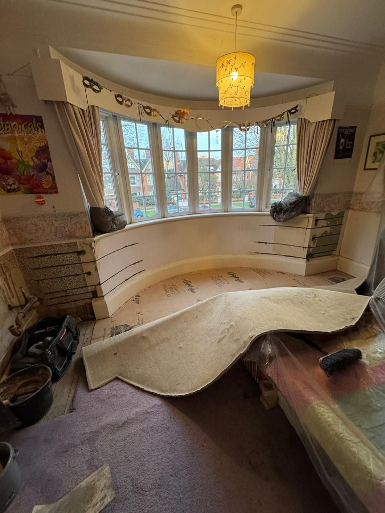 Curved bay window structural alteration inspected for a homeowner project in Oadby