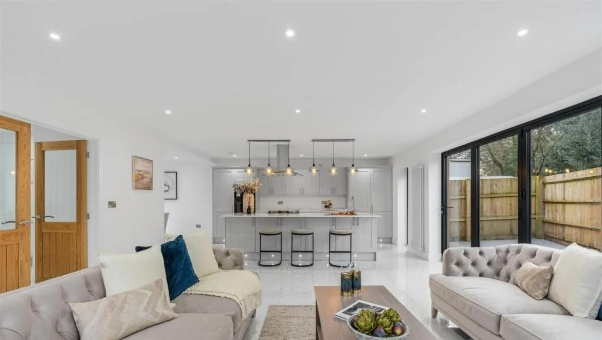 Open-plan kitchen in a Midlands home after structural wall removal by Simplify Structures
