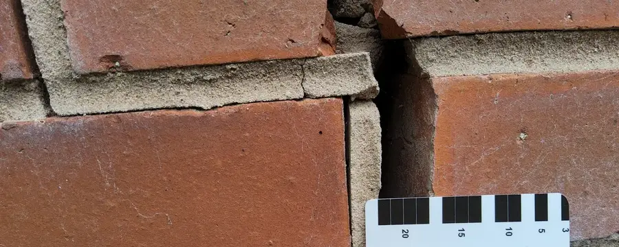 Real structural inspection measuring wall crack width